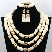 Кремовые белые коралловые бусы эффектные африканские бусы Комплекты Дубай Свадебный комплект ювелирных изделий подарок CNR460