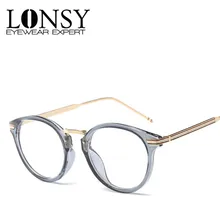 LONSY модные круглые очки с диоптриями при близорукости оправа женская брендовая дизайнерская ПРОСТАЯ ПРОЗРАЧНАЯ Оправа очков oculos De Grau LS-CJG008