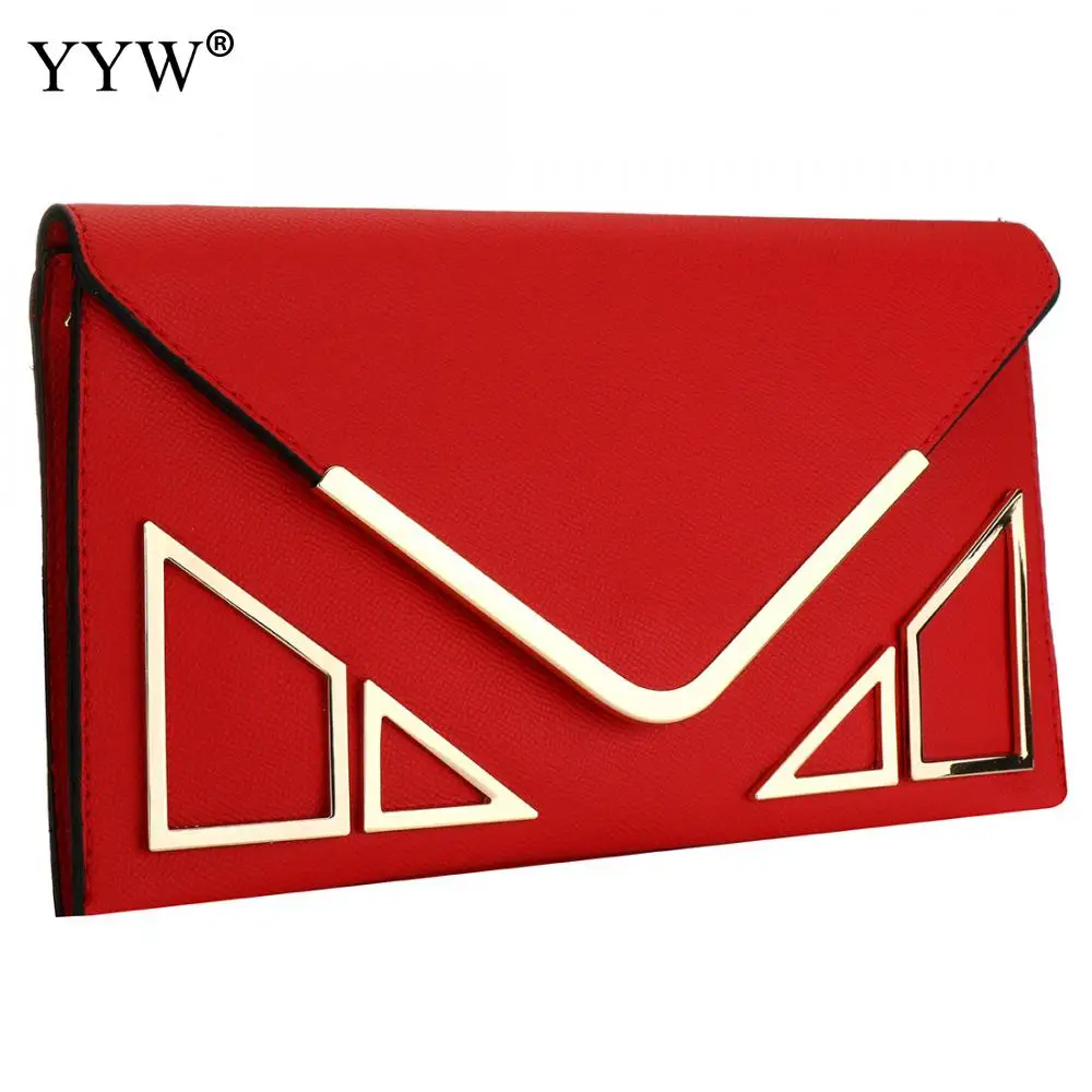 Клатч-конверт из искусственной кожи красного цвета, винтажная сумка через плечо для женщин, Bolsos Mujer, модные дизайнерские вечерние сумки-клатчи