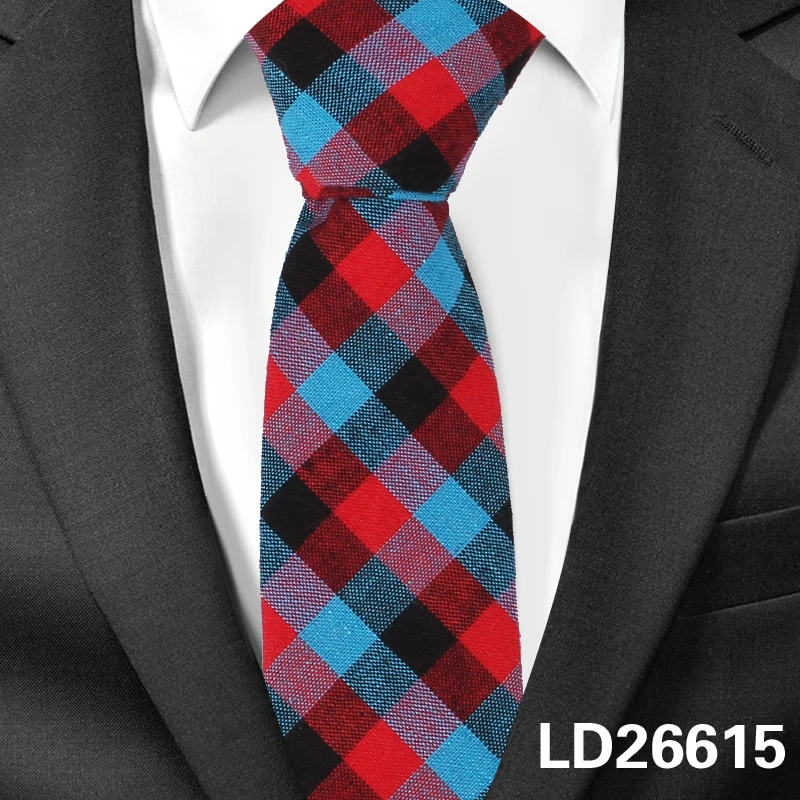 Мужской галстук клетчатые хлопковые галстуки для мужчин повседневные полосатые тонкие галстуки для Свадьба Вечерние 6 см ширина обтягивающие Галстуки для жениха Gravatas - Цвет: BT26615