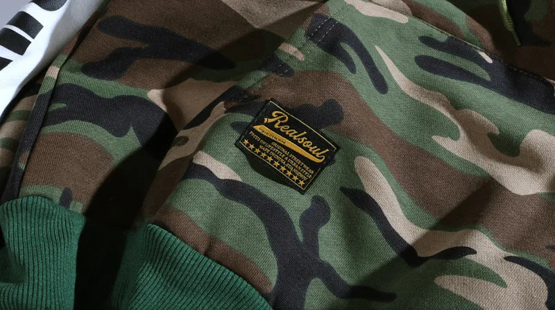 2019 New Men Hip Hop Hoodie Streetwear Camouflage Patchwork Letter Print Sweatshirts Pullover Harajuku Japanese Fleece Hoodie