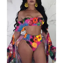 Женский купальник, сексуальный танкини, два предмета, купальники для женщин,, красный цветочный Танкини, купальный костюм с пуш-ап, женское бикини