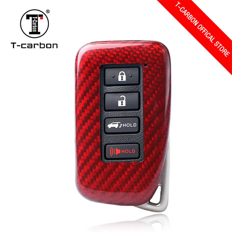 Red 4 buttons Реальные углеродное волокно ключа автомобиля подходит для Lexus CT200H GX400 GX460 IS250 IS300C RX270 ES240 ES350 LS460 GS300 450h 460h чехла - Название цвета: Red 4 buttons
