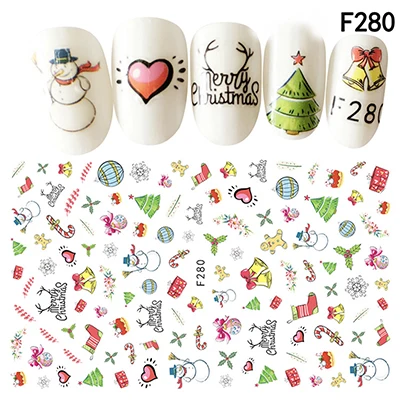 Наклейки для дизайна ногтей на Рождество, самоклеющиеся наклейки для ногтей серии s F, самоклеящиеся наклейки для ногтей, декоративные наклейки для ногтей N30BF - Цвет: F280