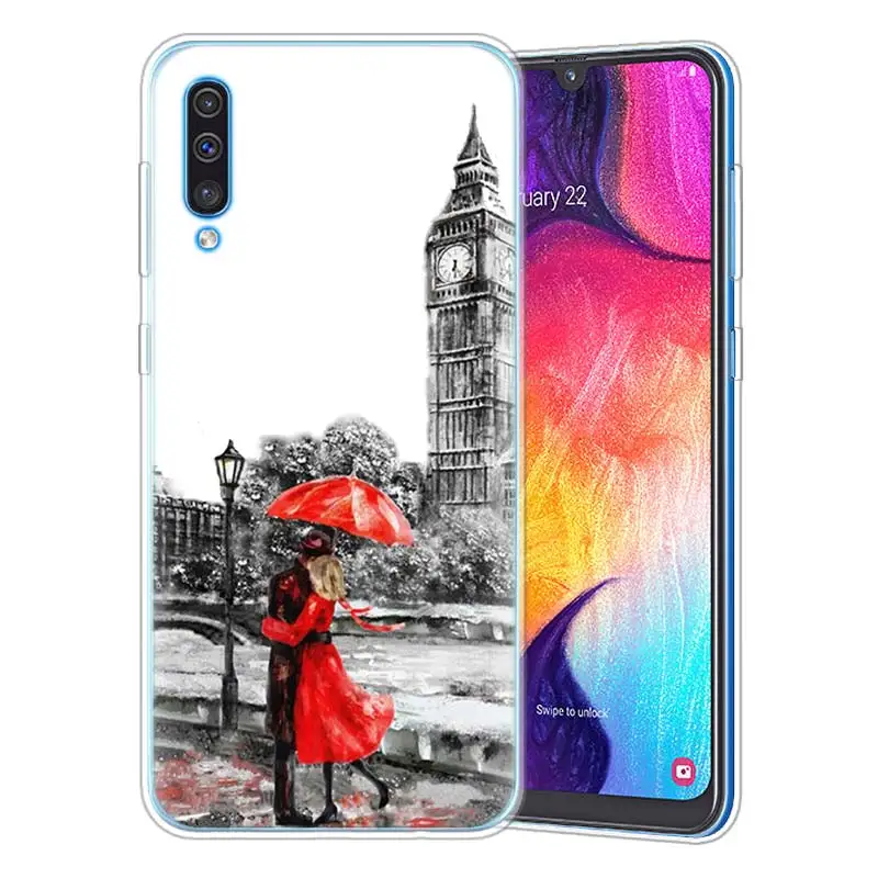 Модные лондонского городского Эйфелева чехол для samsung A50 A70 A60 A40 A30 A20 A20e A10 M30 M20 M10 A7 A9 силиконовый чехол для телефона из ТПУ с принтом "