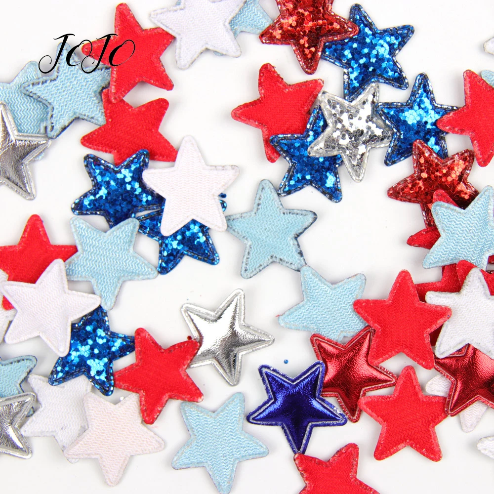 

JOJO BOWS 30pcs 5mm Glitter Sequin Patch Synthetic Leather Patchwork Solid Star For Apparel Sewing Materials DIY Hair Bows Craft