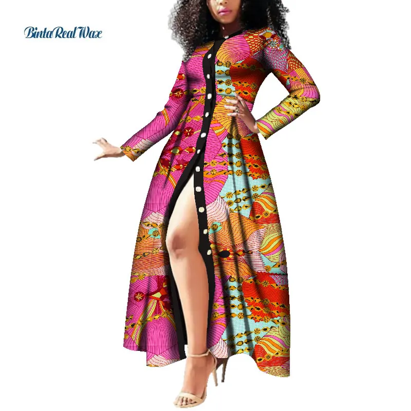 Африканские платья для женщин с восковым принтом, длинные платья Vestido Bazin Riche Dashiki, женская одежда в африканском стиле WY3785