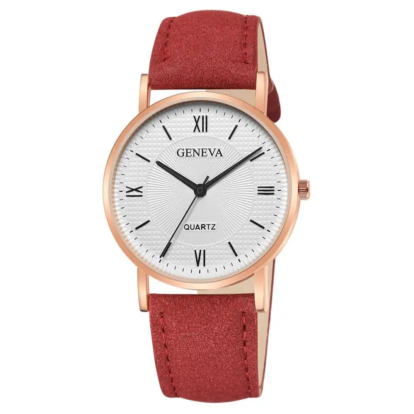 

Fashion Unique Quartz Wrist Watches Montre Femme kol saati Vintage Men Women Watch Roman numeral Dial Leather Band #W