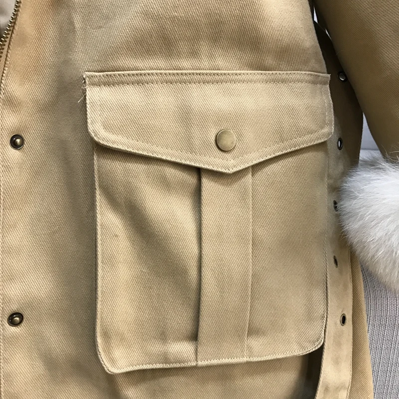 Sanishroly зимние женские пояса средней длины из двух частей теплая Толстая куртка-пуховик на утином пуху женская верхняя одежда с меховым воротником S693