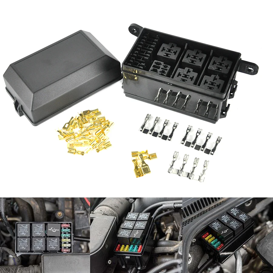 Aliexpress.com : Buy BORUiT Car Fuse Box DC 12V 20A 6 Relay Block 5 Road For Nacelle Car Insurance Holder Automobile Durable Vehicle Circuit Blade from ...