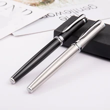 Metal Roller Pen Silver Black Luxury signature Ballpoint Pen For Business Writing Office School Supplies gift Free Shipping real picasso 917 ballpoint pen roller ball pen office and school writing supplies gel pens business gift free shipping