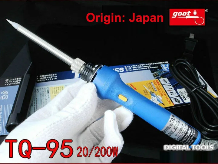 

Japan GOOT Repair Tools TQ-95 Fast Thermal Electric Soldering Iron Input 220~240V Power Adjustable 20/200W Internal Heat Type