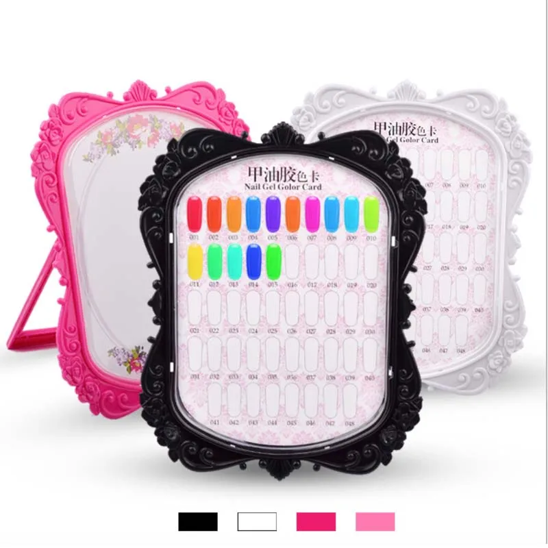 

Double-sided 48 Tips nail display book Nail Gel Polish Color Card Salon full color rack card board Drawing Designs practice Show