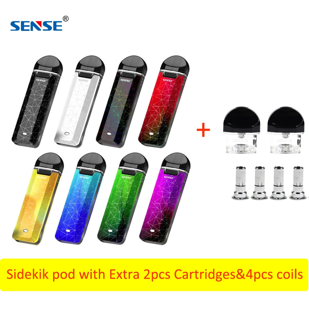 

New Original Sense Sidekik Pod Vape Kit Buil-in 460mAh Battery with 2ml Capacity Pod & Air-draw Switch Electronic cigarette Pod