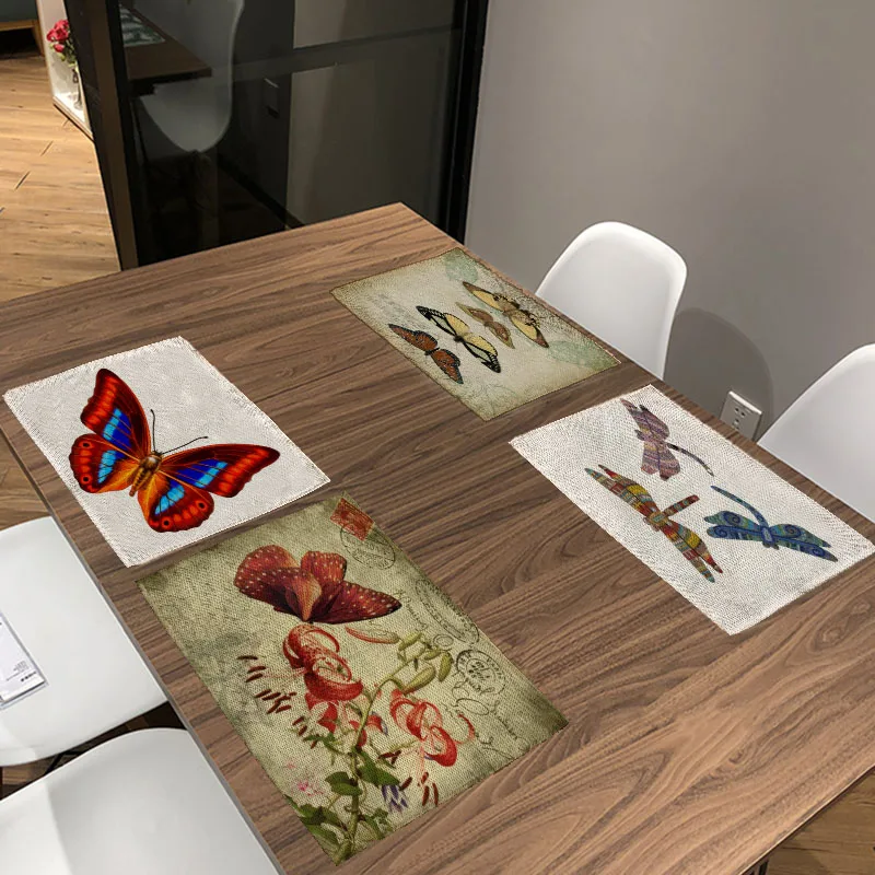 

Animal Printed Table Dinner And Linen Napkin Placemats For Wedding Party Home Decor Nice Butterfly Table Cloth Napkins 42*32cm