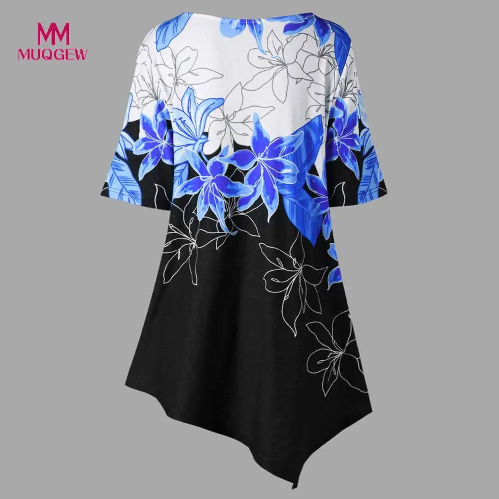 

Women summer blouse Large Size Flowers Printing Short Sleeve O-Neck Casual Tops Blouse clothes blusa de mujer blouse pour femme