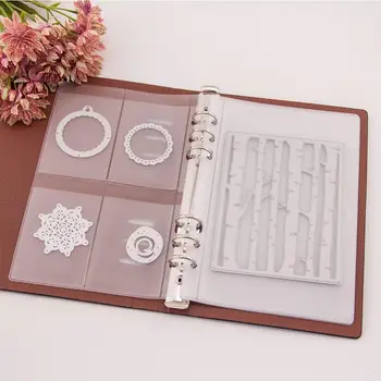 Scrapbooking Cutting Dies Organizer Stamps Collection Album Storage Book PU Leather Cover Plastic Inner Pages and Pockets
