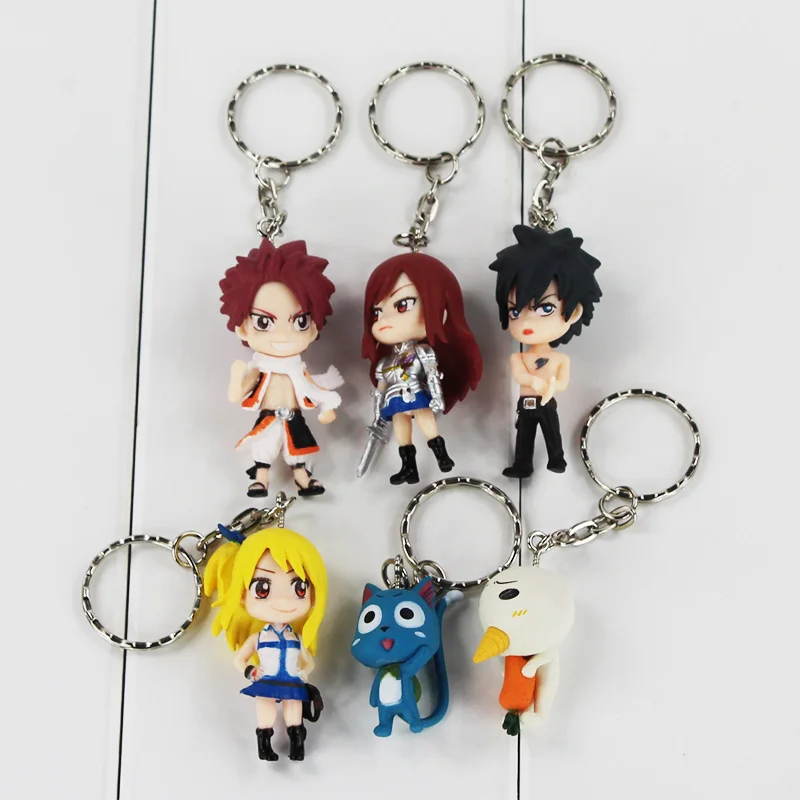 Fairy Tail - Chibi Team Natsu 6pcs/set Figure and Keychain Pendant