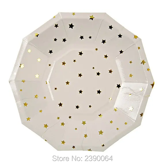 Gold Stars Paper Plates - Set of 8 Meri Meri Toot Sweet Gold Star Small Party Plates