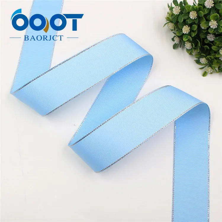 OOOT BAORJCT I-19316-595 38 мм 10 ярдов Серебряный двусторонний grosgrain ленты, DIY лук кепки аксессуары и украшения - Цвет: I-19316-607