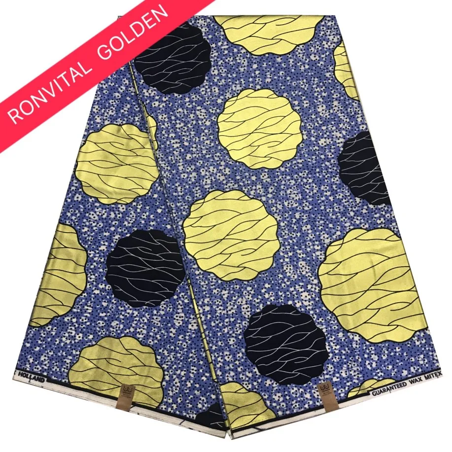 

RONVITAL OFFICIAL STORE HOLLAN WAX HIGH QUALITY GOLDEN FABRIC 100% COTTON PRINT MATERIAL DIY FABRICS 6YARDS/LOT FREE SHIPPING