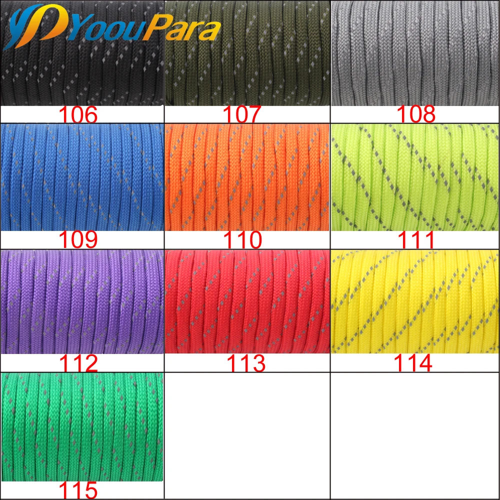 

YoouPara 100 Meters Reflective Paracord 550lb Parached 7 Strand Rope Parachute Cord Survival Climbing Camping Survival Equipment