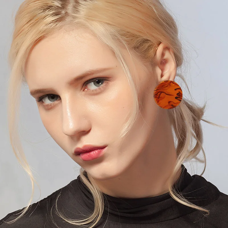 Personality 2019 Trapezoid Large Long Acrylic Acetate Drop Earrings For Women Rectangle Tortoiseshell Earring Za Jewelry