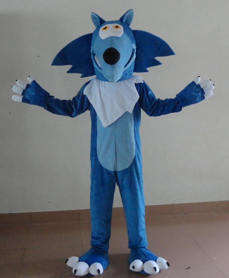 

Hot sale blue wolf Mascot Costume Adult Fancy Dress Cartoon Outfit Suit