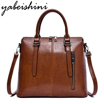 

2019 New Women Handbag Vintage Leather Luxury Handbags Women Bags Designer Ladies Shoulder Messenger Bags Casual Female Big Tote