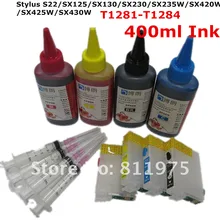 T1281-1284 Rechargeable cartouche d’encre pour EPSON Stylus S22 SX125 SX130 SX230 SX235W + pour EPSON Dey d’encre chaque couleur 100 ML