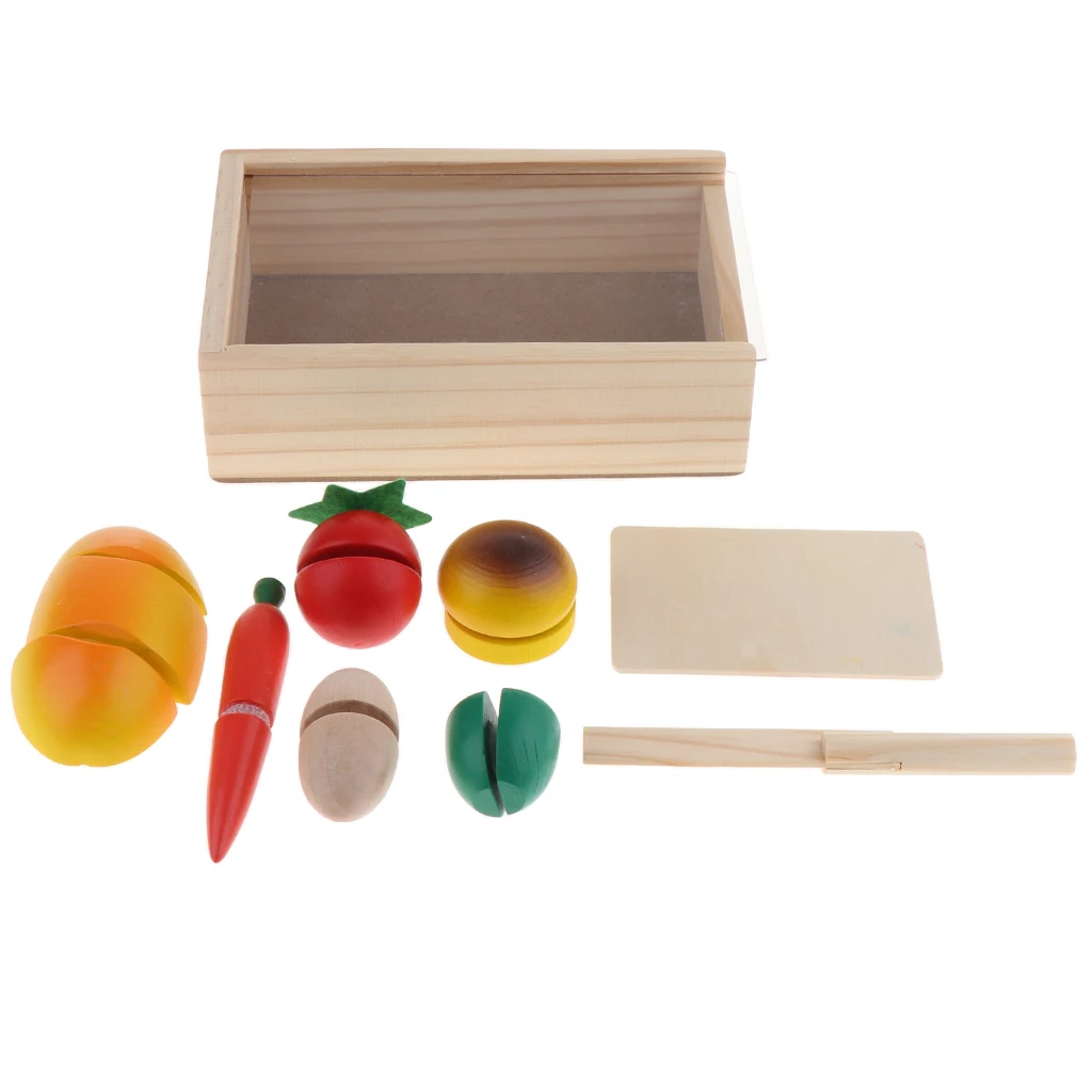 Wooden Children Simulation Cut Fruit and Vegetables Cooking Toys For Kids Education Montessori Gifts