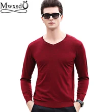 Mwxsd высокое качество повседневные мужские с v-образным вырезом пуловер свитера для мужчин Slim Fit кашемировые хлопковые свитера мужские однотонные джемперы