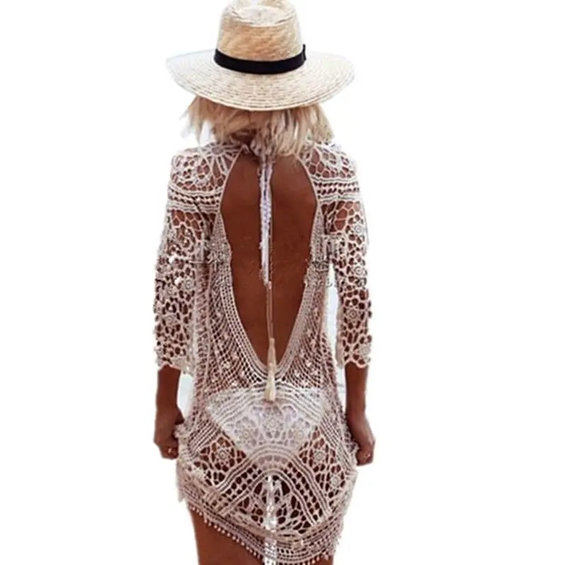 Saida De Praia Beach Tunic Swimwear Pareo Loose Dress Swimsuit Cover Up Sarong Beachwear 2018 Bikini Cover-Up Robe De Plage H308