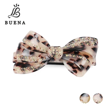 

New Distort Bowknot Hair Clip High Quality France Acetate Rhinestone Hair Barrettes Clips Butterfly Hair Clip For Women