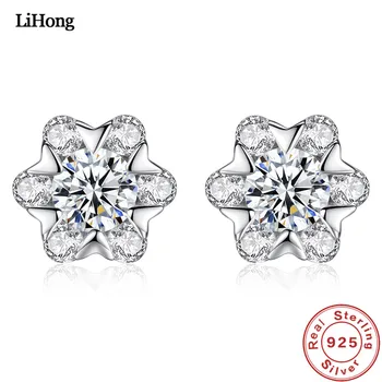 

925 Sterling Silver Earrings Fashion Earrings Small Flower Lady Jewelry 925 Silver Earrings Wholesale AAA zircon Crystal Jewelry