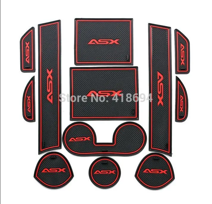 

Non slip Interior door pad cup mat door gate slot mat for Mitsubishi ASX 2013 2014, 12pcs / lot, auto accessories car styling