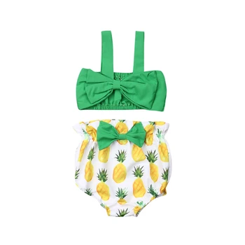 

Infant Baby Girl Clothes Sleeveless Crop Top Vest Pineapple Print High Waist Shorts Summer Baby Outfit Newborn Girl Clothing Set