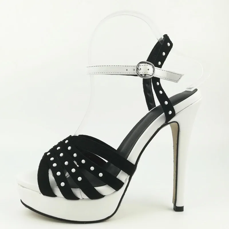 

ARQA 2019 Women's Shoes Sexy Party Black platform Open Toe Hollowing out One-button buckle Stiletto High heel Sandals
