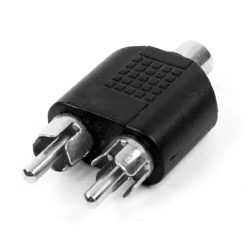 

High Quality New Dual RCA Male Plug to 1 x RCA Female Socket Phono AV Adapter Connector