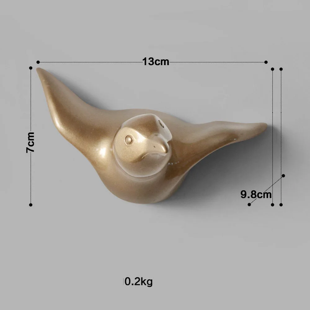 Декоративный крючок Чайка, крючок для двери ванной комнаты, современный стиль, смола, 3D Чайка, Форма Крюк для украшения - Цвет: Gold Small