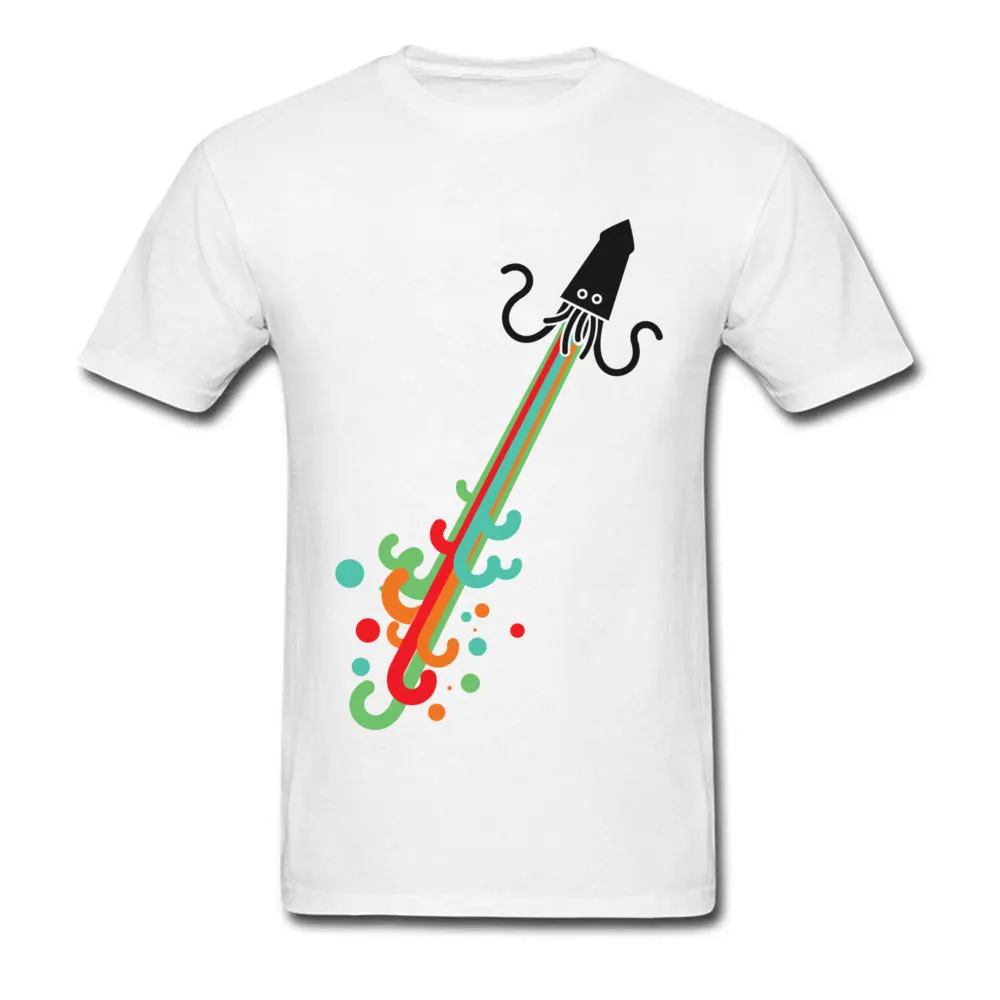 Fashion Men T Shirt Kraken cracking rainbow Europe Tops Shirts 100% Cotton Fabric Short Sleeve Camisa Tshirts O Neck Kraken cracking rainbow white