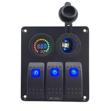 DC 12 V-24 V Вольтметр+ Мощность Зарядное устройство разъем 3 банда синий светодиодный перекидной переключатель Панель автомобиля RV