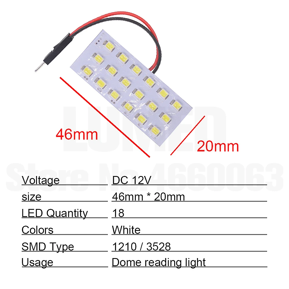 2x T10 1210 SMD светодиодный автомобиль панель лампы авто Интерьер светильник Купол