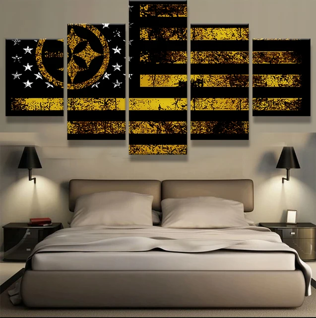 5p pittsburgh steelers spor flag logo modern home wall decor canvas