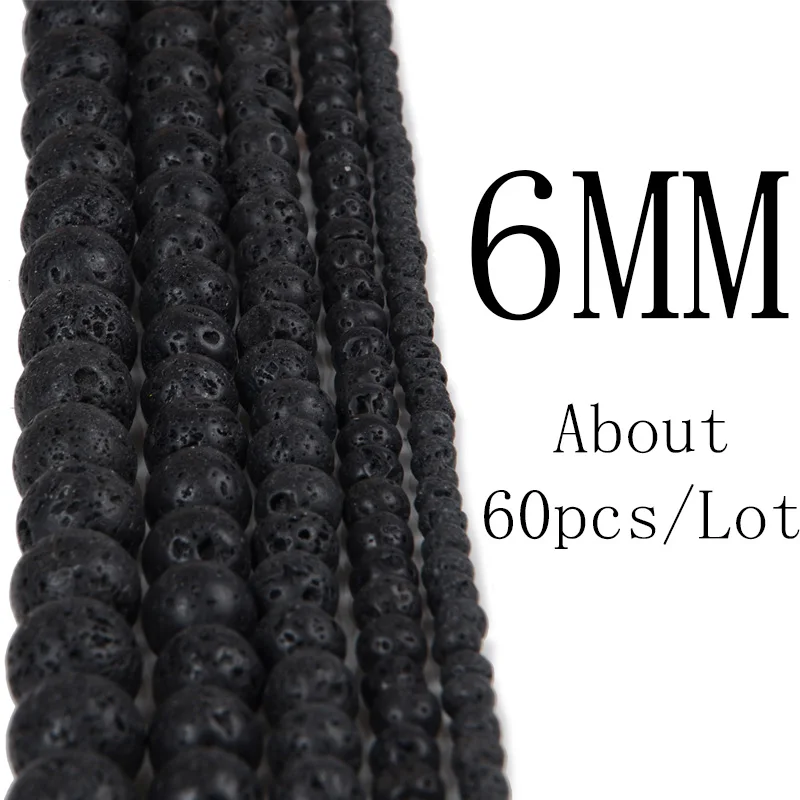 Chanfar 4 6 8 10 12mm Natural Stone Beads Black Lava Tiger Eye Bulk Loose Stone Beads For DIY Making Bracelet Necklace Jewelry