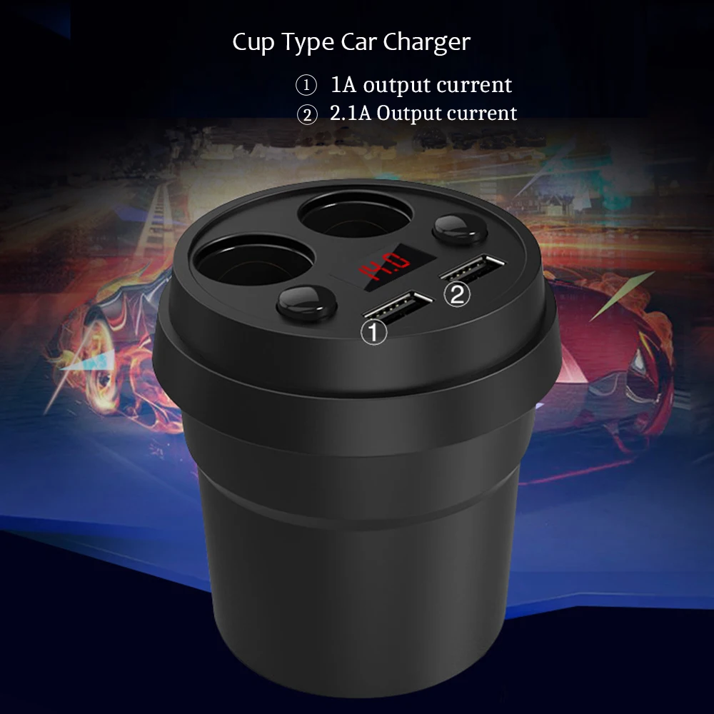 

Multifunction Dual USB 3.1A Cup Type Car Charger Cigarette Lighter Splitter for Phone Tablet Pad Power Bank Fast Charge