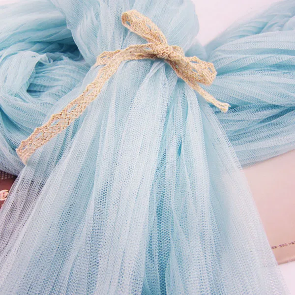 10 метров, ширина 150 см, гофрированная плиссированная сетчатая кружевная ткань, модная перспективная ткань для свадебного платья, летнее шитье ручной работы - Цвет: aqua blue