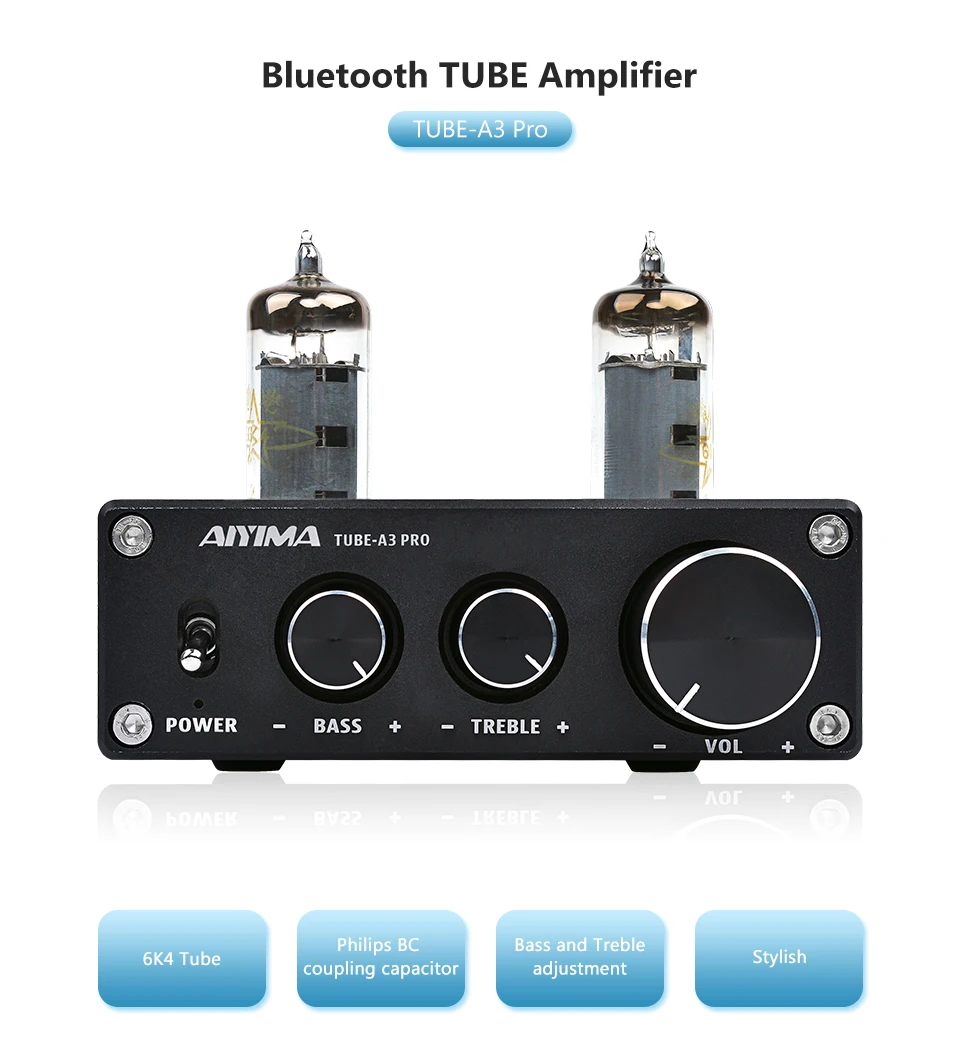 AIYIMA 6K4 Vacuum Tube Amplifier Preamplifier Bluetooth 5.0 Preamp AMP