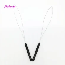 Wholesale-10pcs тянет нано петля для нити бисер погрузчик с деревянной ручкой для нано микро кольца наращенные волосы
