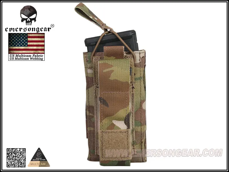 

Emerson 5.56 Pistol Single Open Top Magazine Pouch Airsoft Combat Molle MAG Pouch Multicam EM6361